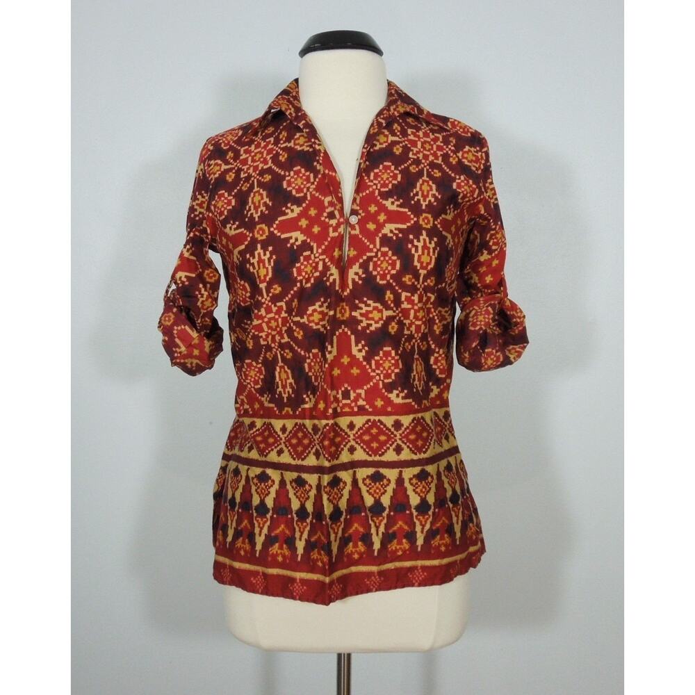 LAUREN RALPH LAUREN Blouse size PM Womens Printed V-Neck Petites